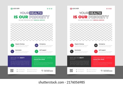 Modern Medical Flyer Template Design. Healthcare business flyer Template, Medical and healthcare modern flyer template. healthcare and doctor flyer design.
