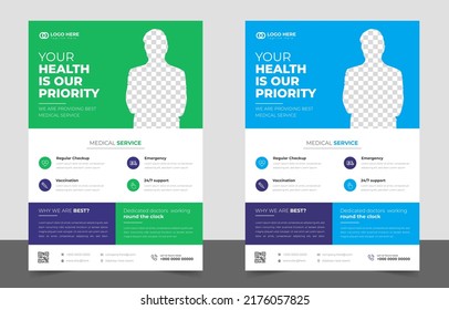 Modern Medical Flyer Template Design. Healthcare business flyer Template, Medical and healthcare modern flyer template. healthcare and doctor flyer design.