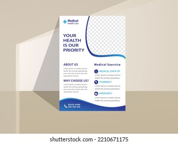 Modern Medical Flyer Template Design. Medical and healthcare modern flyer template. health doctor flyer design. vector template in A4 size .