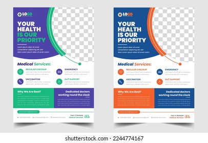 Modern Medical Flyer Template Design. Healthcare business flyer Template, Medical and healthcare modern flyer template. healthcare and doctor flyer design.