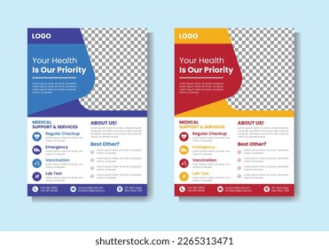 Modern medical flyer Template design, Medical and healthcare modern flyer template, Medical Flyer Design, Healthcare business flyer Template,