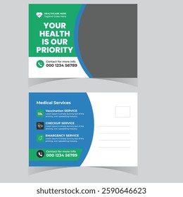 Modern Medical health care post card banner template design creative post card design premium vector
