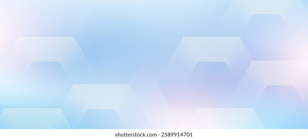 Modern medical or health care scientific abstract background with hexagons. Geometric stripe line art design for poster, brochure, cover, banner, header, website, presentation template.