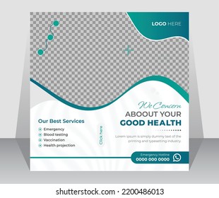 Modern Medical Health Care Services Social Media Post Template Design Or Web Banner Promotion Square Flyer And Poster For Marketing