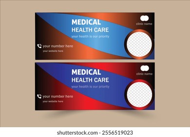 Modern medical healthcare Facebook cover design template