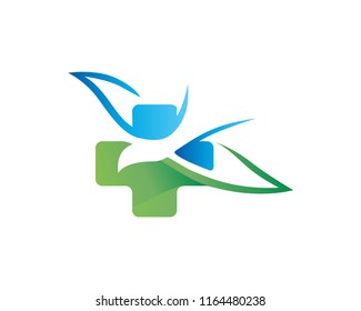 Modern Medical Healthcare Flying Bird Logo Illustration In Isolated White Background