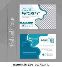 Modern Medical Healthcare Post Card Template Design