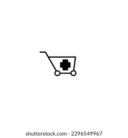 Modern medical icons vector illustration pharmacy shopping cart with black and white style isolated