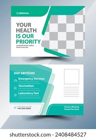 modern  Medical postcard design  Vector health care solution medical postcard template