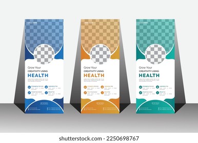 Modern medical Roll Up Banner , Standee Design, Banner Template, Presentation and Brochure, Vector illustration Roll up banner stand template design, advertisement, pull up. 