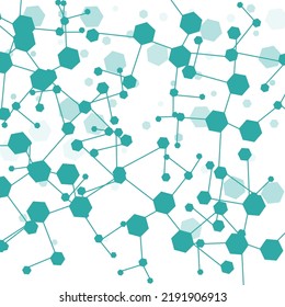 Moderner medizinischer Vektorweißer Hintergrund. Abstraktes Hexagon-Muster. Illustration zur molekularen Mikrobiologie. Wissenschaftliches Poster.
