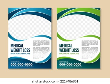 Modern Medical weight loss Flyer Template Design, Cover a4 with vertical layout, Healthcare brochure with space for photo collage and text, leaflets decoration for printing vector illustration.