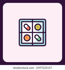Modern Medicine Icon Design with Pills and Capsules Illustration