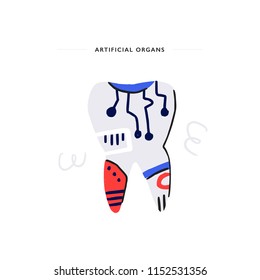 Modern medicine vector concept. Artificial tooth for dental care.