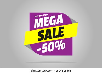 Modern Mega Sale Banner for Business, Poster and  flyer template. Vector Background.