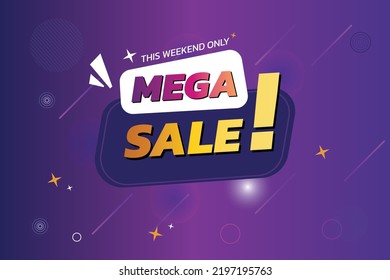 Modern Mega sale banner composition with flat discount background template abstract vector