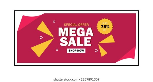Modern Mega sale banner composition with flat discount background