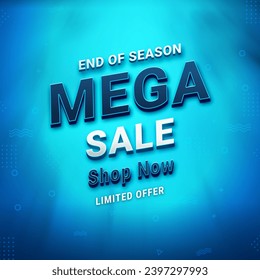 Modern Mega sale banner composition with flat discount. End Off Season Sale. Limited Offer. 