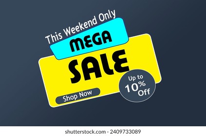 Modern Mega sale banner composition with flat discount background template abstract vector