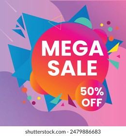 Modern Mega sale banner composition with flat discount background template abstract vector