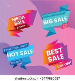 Modern Mega sale banner composition with flat discount background template abstract vector