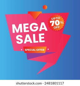 Modern Mega sale banner composition with flat discount background template abstract vector