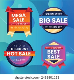 Modern Mega sale banner composition with flat discount background template abstract vector