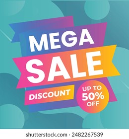 Modern Mega sale banner composition with flat discount background template abstract vector