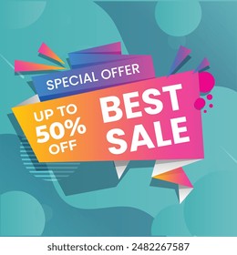 Modern Mega sale banner composition with flat discount background template abstract vector