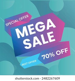 Modern Mega sale banner composition with flat discount background template abstract vector