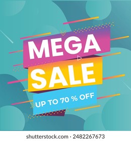 Modern Mega sale banner composition with flat discount background template abstract vector