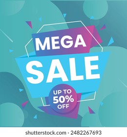 Modern Mega sale banner composition with flat discount background template abstract vector