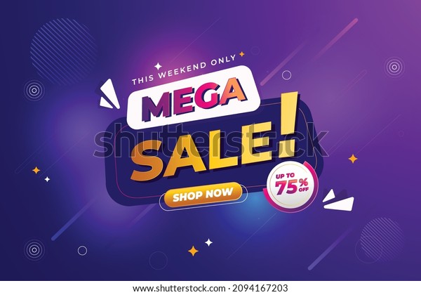 Modern Mega sale banner composition with\
flat discount background template abstract\
vector