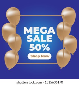 Modern Mega Sale Sale Banner and Poster Background Vector. Editable Text and Color.