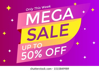 Modern Mega Sale Sale Banner and Poster Background Vector. Editable Text and Color.