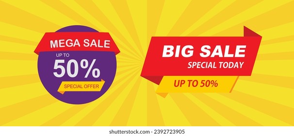 Modern Mega sale banner,Discount banner background template abstract vector