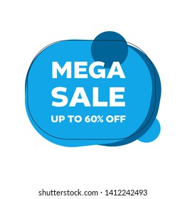 Modern mega sale concept, great design for any purposes. Trendy icon for the discount banner in blue tones. Vector advertising illustration in flat style. Business label promo offer. 