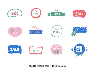 Modern Mega Sale deal grunge label, promo banner with circle, star background. Price tag badge, speech bubble.