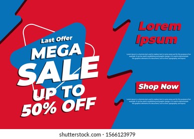 Modern Mega sale discount banner and poster social media template promotion. EPS 10 Vector Illustration Background.