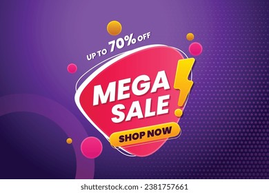 Modern Mega Sale flat special discount store offering banner with colorful realistic sales offer shopping deal promotion gradient template abstract vector banner design