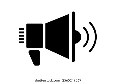 Modern megaphone icon showcasing voice amplification for digital content, megaphone speaker icon, loudspeaker communication symbol, public speaking megaphone, media announcement icon