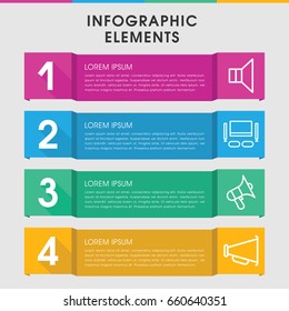 Modern megaphone infographic template. infographic design with megaphone icons includes volume, megaphone. can be used for presentation, diagram, annual report, web design.