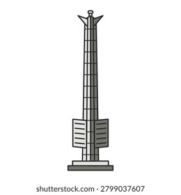 Modern memorial stele with plaques icon. Vector illustration. Monument landmark isolated on white background.