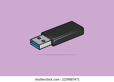 Ilustración vectorial de dispositivo USB de tarjeta de memoria moderna. Concepto de icono de objeto tecnológico. Moderno USB Flash Drive para su uso en la oficina en el proyecto y el diseño. Diseño vectorial de dispositivo USB con sombra.