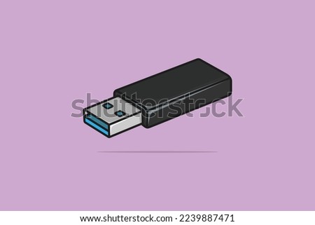 Modern Memory Card USB Device vector illustration. Technology object icon concept. Modern USB Flash Drive for use in office work on the project and design. USB device vector design with shadow.
