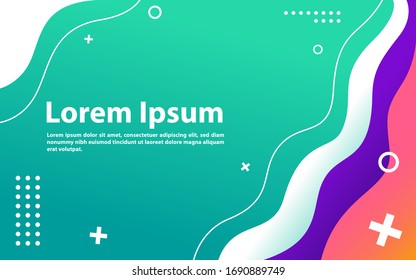 Modern memphis abstract background with wavy shapes.