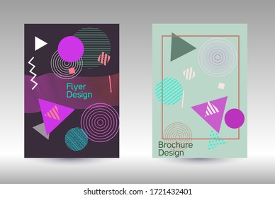 Modern Memphis background. Artistic geometric cover design. Fashionable  cover, banner, poster, booklet. Creative colors backgrounds. 