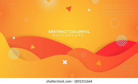 Modern memphis background with elements.Abstract minimal orange background