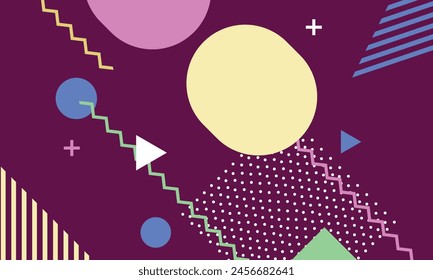Modern memphis background with minimal memphis style shapes.