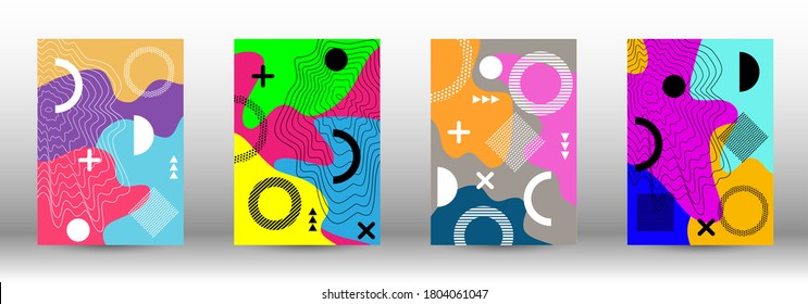 Cubiertas modernas de fondo de memphis, gran diseño para cualquier propósito. Ilustración vectorial abstracta de moda. Forma geométrica mínima. Ilustración de banner vector creativo.